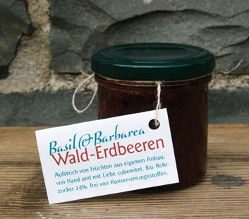 Basil & Barbarea Fruchtaufstriche im 175g - Glas, Anhänge-Etikett mit Rezeptvorschlägen